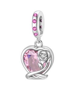 Pendant Pink Crystal Heart Rose