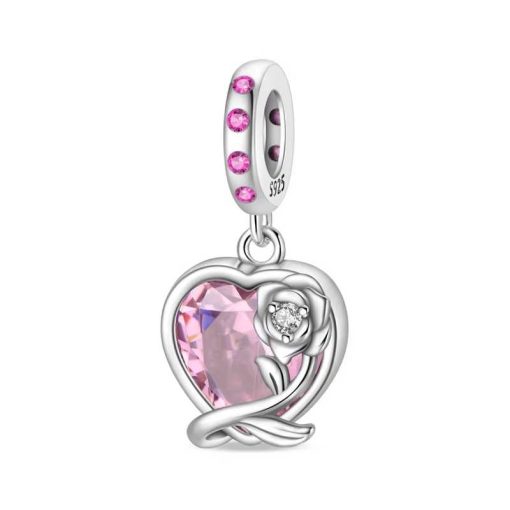 Pendant Pink Crystal Heart Rose