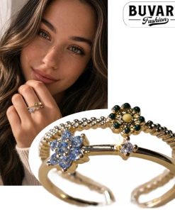 Gold ring Twin Bloom Harmony
