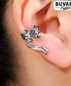 Earring No piercing Silver Fox Ear Cuff