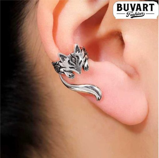 Earring No piercing Silver Fox Ear Cuff