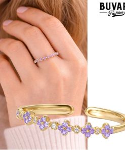 Gold ring Lavender Bloom