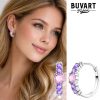 Earring with pink and violet stones.