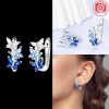 Earring Blue Butterfly Leaf Hoop.