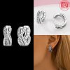 Earring Silver Twisted Crystal