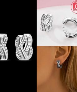Earring Silver Twisted Crystal