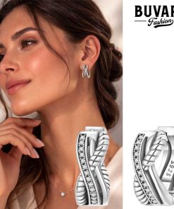 Earring Silver Twisted Crystal