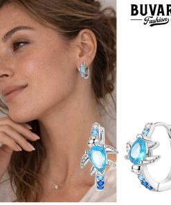 Earring Blue Turtle Hoop