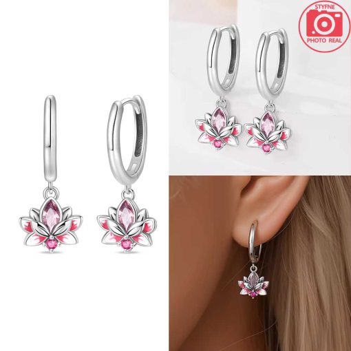 Earring Pink Lotus Flower