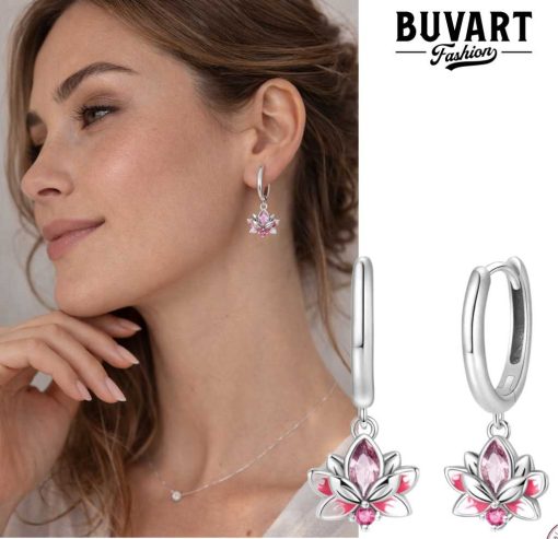 Earring Pink Lotus Flower