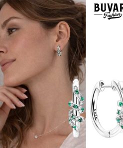 Earring Green Crystal Crossover