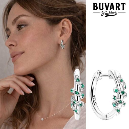 Earring Green Crystal Crossover