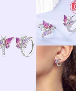 Earring Pink Butterfly