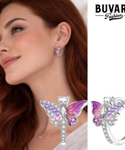 Earring Pink Butterfly