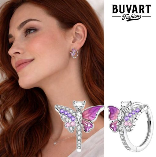 Earring Pink Butterfly