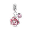 Pendant Blooming Rose Heart Charm