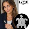Silver Turtle Brooch with Crystals