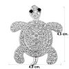 Silver Turtle Brooch with Crystals