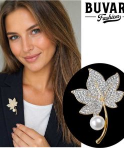 Gold Leaf Brooch with Pearl