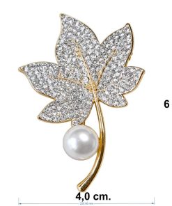 Gold Leaf Brooch with Pearl