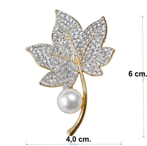 Gold Leaf Brooch with Pearl