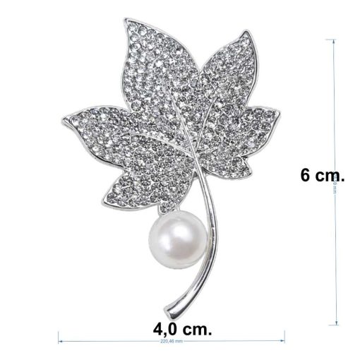 Silver Leaf Brooch with Pearl
