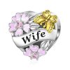 wife charm, S925 silver charm, wife jewelry gift