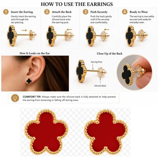 five petal flower earrings