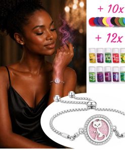 Silver Cat Aroma Bracelet