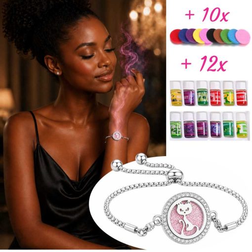 Silver Cat Aroma Bracelet