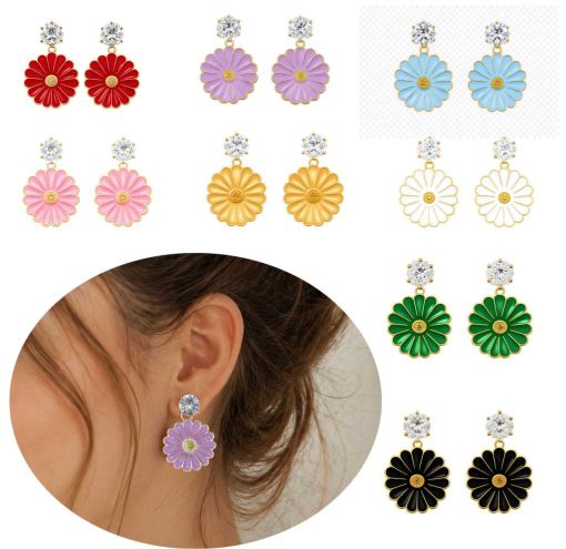 crystal daisy earrings
