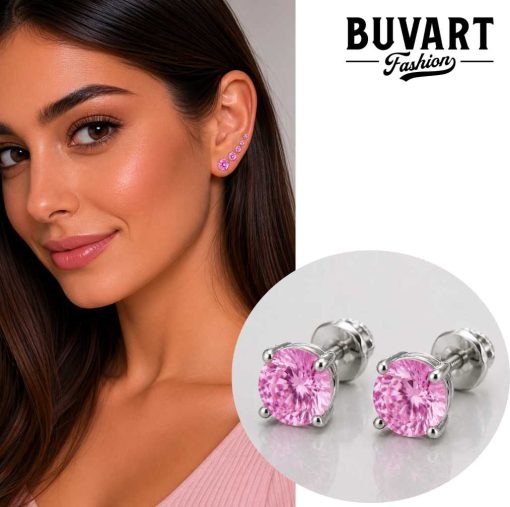 pink cubic zirconia earrings