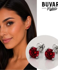 red cubic zirconia earrings