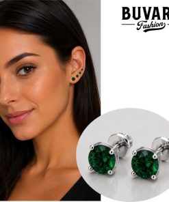 green cubic zirconia earrings