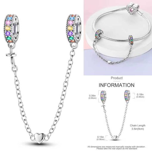S925 heart safety chain
