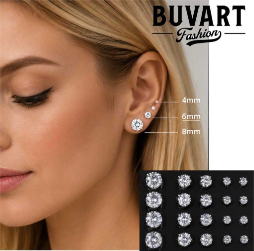 12 pairs zirconia earrings