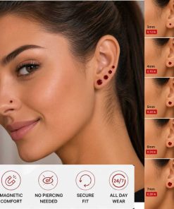 red magnetic earrings