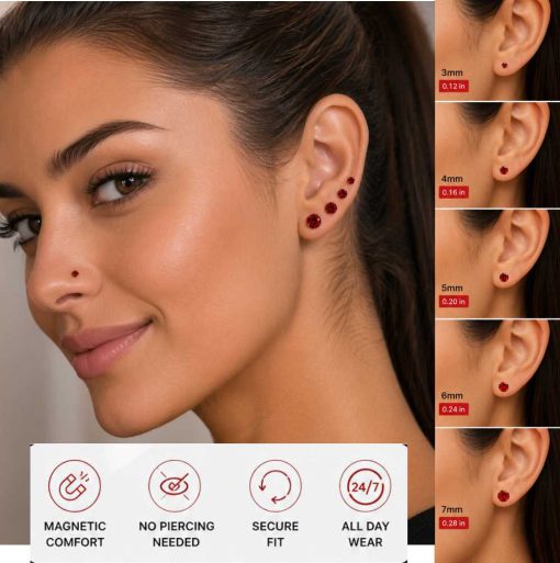 red magnetic earrings