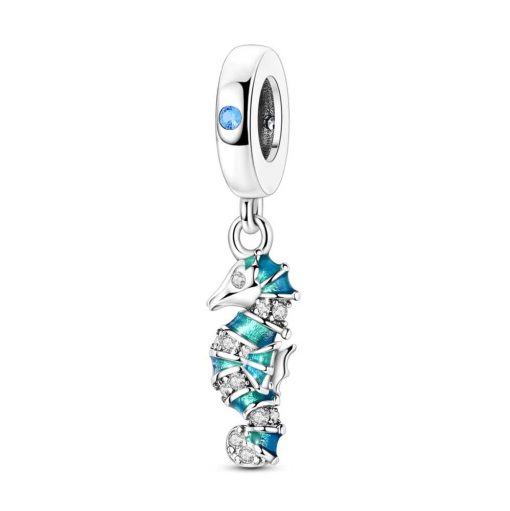 S925 silver seahorse charm