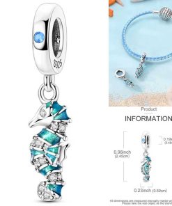 S925 silver seahorse charm
