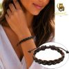 Black & Brown Braided Leather Bracelet – 10 mm
