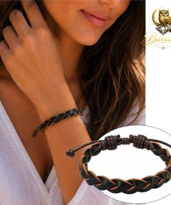 Black & Brown Braided Leather Bracelet – 10 mm