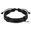 Wide Black Layered Leather Bracelet – 15 mm detailed