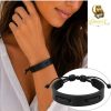 Wide Black Leather Bracelet – 15 mm
