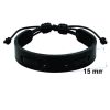 Wide Black Leather Bracelet – 15 mm detailed