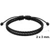 Black Double Braided Leather Bracelet detailed
