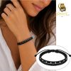 Black Double Leather Bracelet with Silver Studs