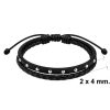 Black Double Leather Bracelet with Silver Studs detailed