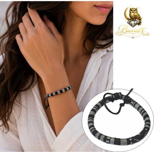 Black & White Woven Cord Bracelet