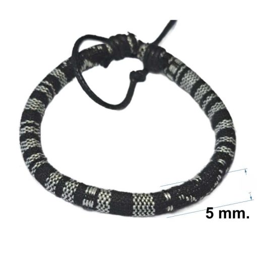 Black & White Woven Cord Bracelet detailed